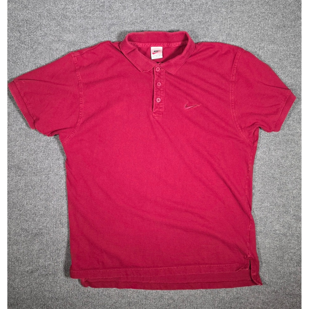 Vintage Nike Polo Shirt Mens Large Red Short Sleeve Swoosh Y2K Cotton Peru